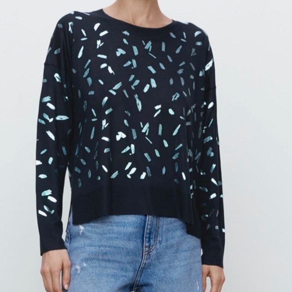 Zara metallic design and knit sweater